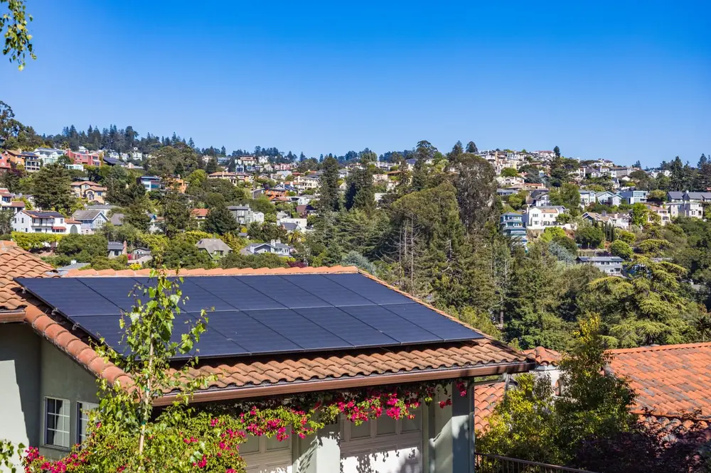 Rooftop solar panels on a home